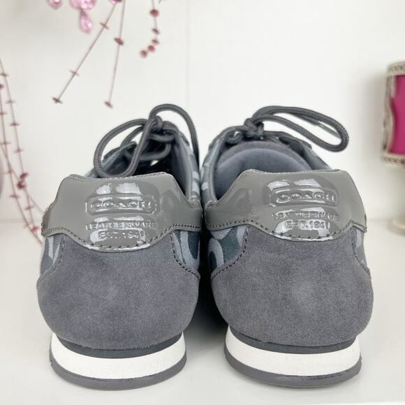 Coach NWB Kathleen Monogram Signature Logo Sneakers in Graphite Gray Size 8 M - Picture 7 of 16